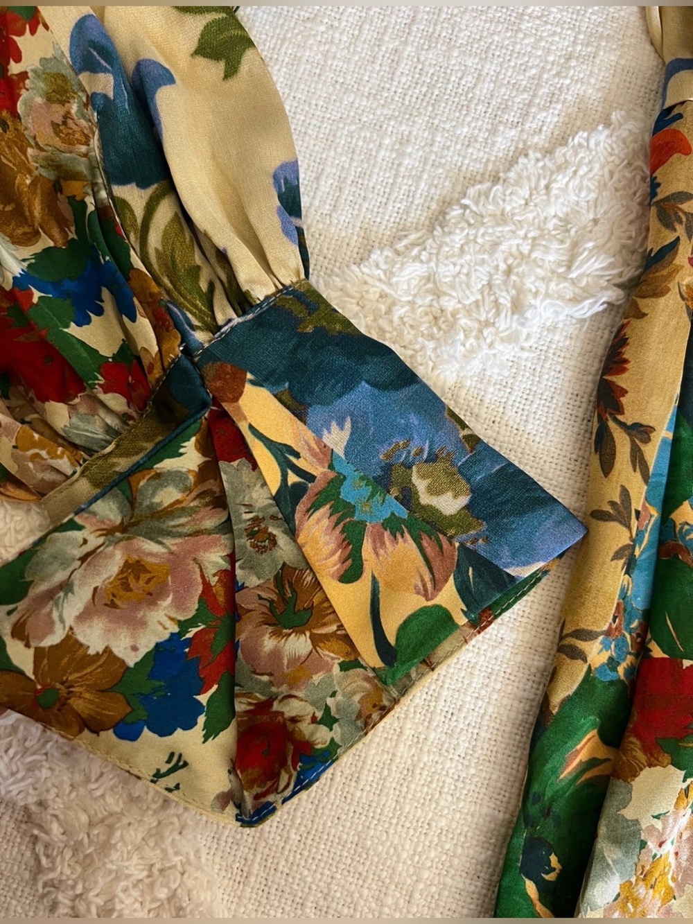 Zara Green Multi Floral Satin Wrap Dress - Picture 6 of 7